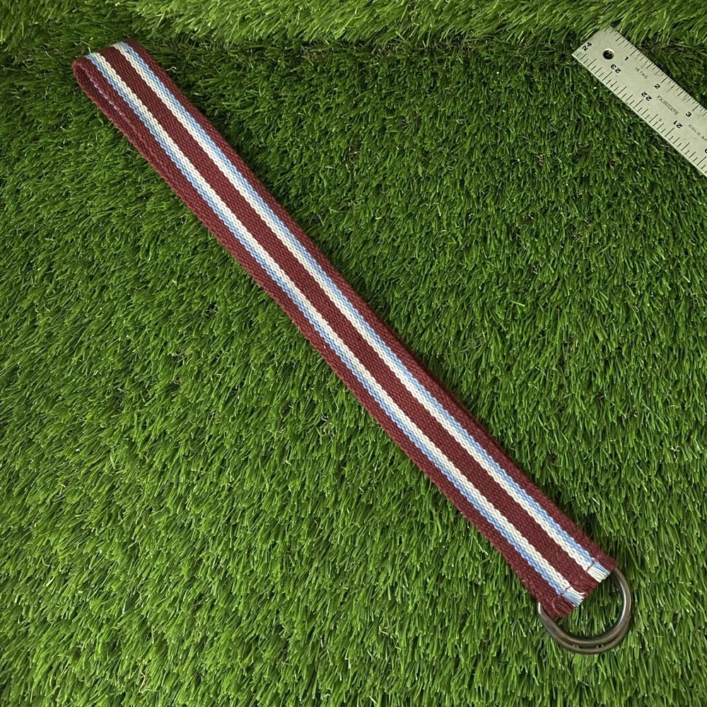 Maroon Blue White Stripe Youth D-Ring Belt Unisex Classic‎ Preppy Multicolored